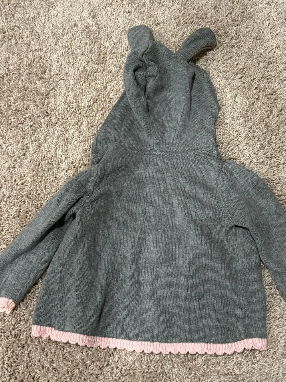 Gymboree Gray Hooded Knit Cardigan with Pink Trim